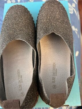 Ilse Jacobsen Glitter Slip-On Loafers in Dark Brown